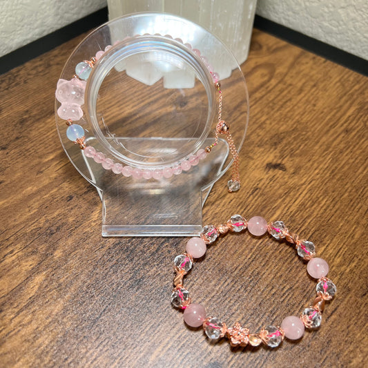 Hello Kitty Rose Quartz Crystal Bead Bracelet Set Shuga Gems Shuga Company gift idea