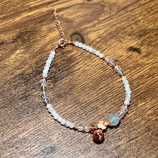 crystal bead anklet moonstone aquamarine adjustable Shuga Company gift idea