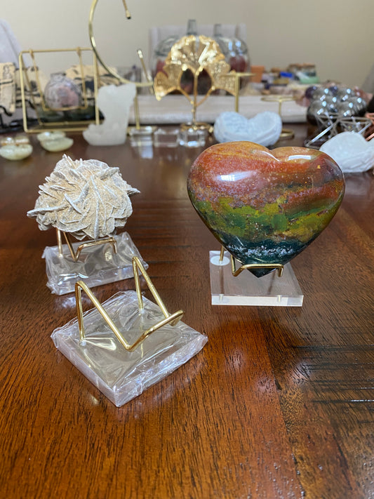 heart slab stand holder specimen display crystal Shuga Gems gift 