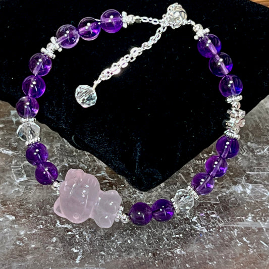Shuga Gems Shuga Company Hello Kitty crystal bracelet amethyst rose quartz adjustable