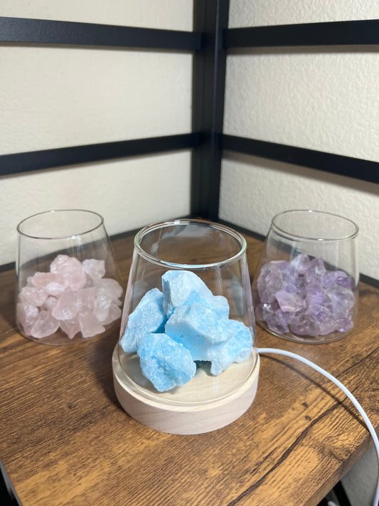 crystal lamp blue aragonite rose quartz amethyst shuga gems filled gift 