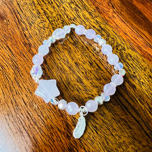 Shuga Gems Shuga Company crystal bead bracelet  rose quartz star